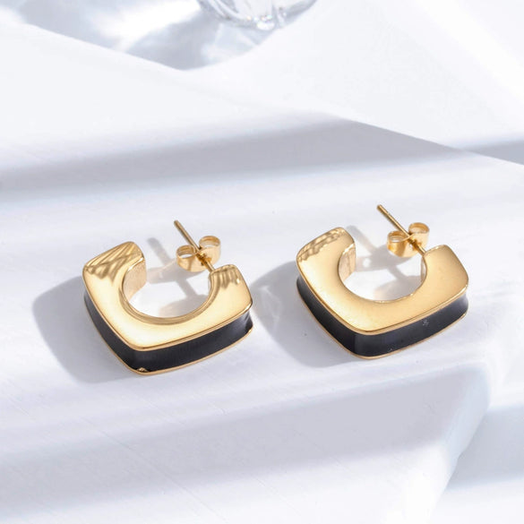 Wholesale Titanium Steel Geometric Women's Earrings With Electroplating Light Luxury Simple Temperament All Match High End Sense