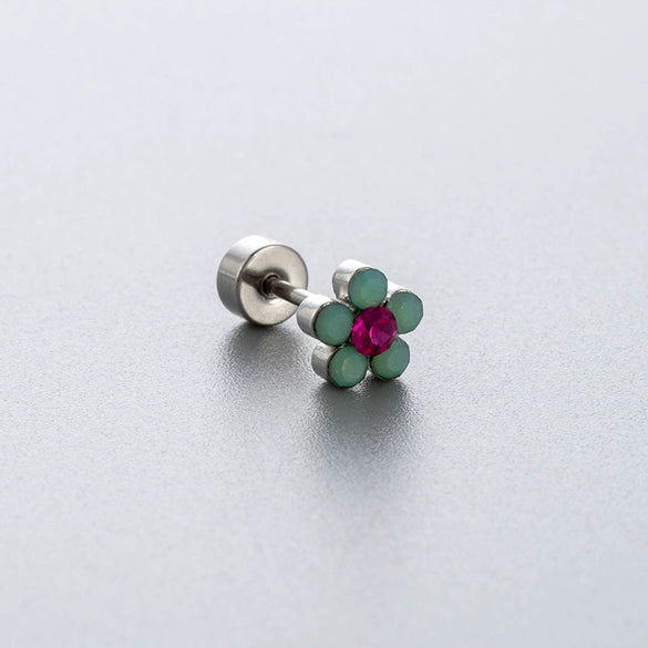 Wholesale Titanium Steel Geometric Women's Little Fresh Style Ear Nails With Zirconia