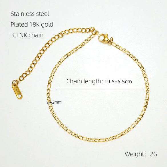 Wholesale Titanium Steel Geometric Women's Single Layer Pure Chain Anklet