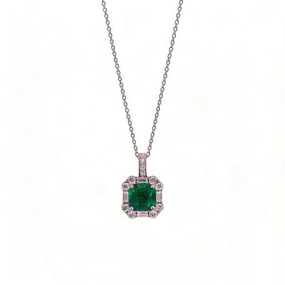 Wholesale Titanium Steel Geometric Zircon Inlaid Pendant Necklace For Women