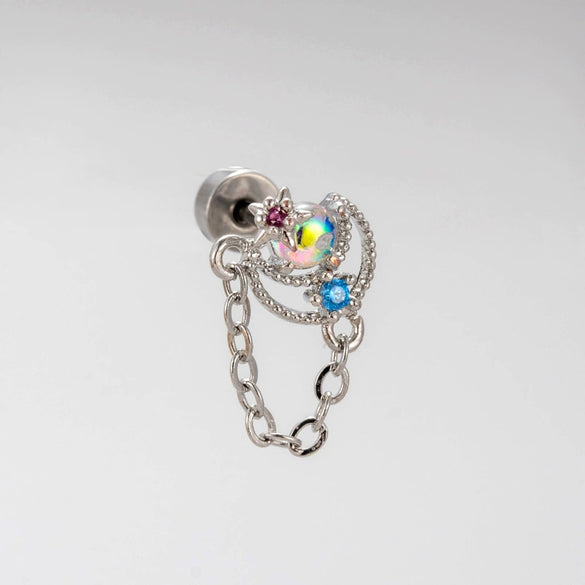 Wholesale Titanium Steel Geometric Zircon Opal Niche Women's Earring