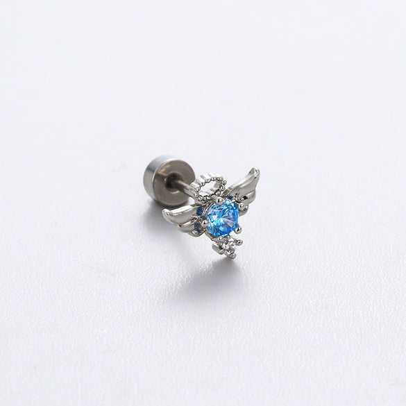 Wholesale Titanium Steel Geometric Zircon Opal Niche Women's Earring