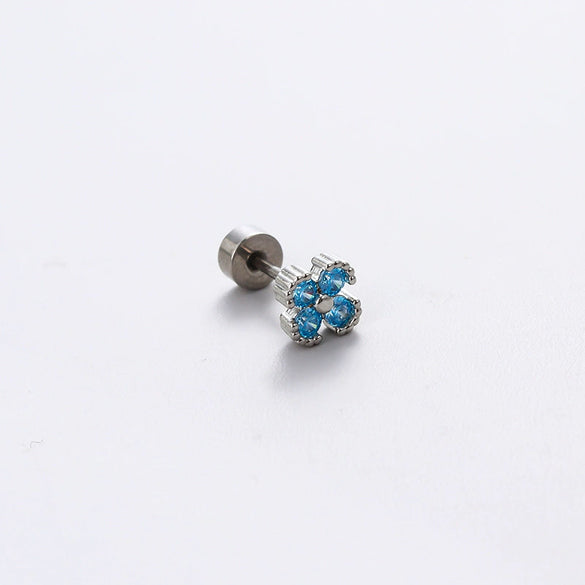 Wholesale Titanium Steel Geometric Zircon Opal Niche Women's Earring