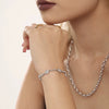 Wholesale 316L Stainless Steel Gimmel Fourleaf Flower Handmade Zircon Bracelet With Geometric Pattern Pvd Plated Real Gold Colorfree Unisex Jewelry