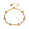 Wholesale 316L Stainless Steel Gimmel Fourleaf Flower Handmade Zircon Bracelet With Geometric Pattern Pvd Plated Real Gold Colorfree Unisex Jewelry