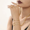Wholesale 316L Stainless Steel Gimmel Fourleaf Flower Handmade Zircon Bracelet With Geometric Pattern Pvd Plated Real Gold Colorfree Unisex Jewelry