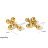 Wholesale Titanium Steel Gold Beads Geometric Shape Electroplated Women's Ear Stud Earrings