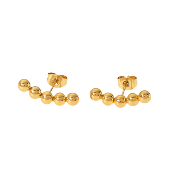 Wholesale Titanium Steel Gold Beads Geometric Shape Electroplated Women's Ear Stud Earrings