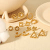 Wholesale Titanium Steel Gold Beads Geometric Shape Electroplated Women's Ear Stud Earrings