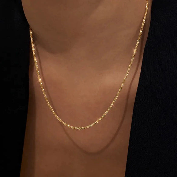 Wholesale Titanium Steel Gold Plated Cauliflower Chain Starry Sparkling Punk Style Necklace With Plain Pendant And Clavicle Chain