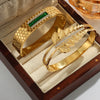 Wholesale 316L Stainless Steel Gold Plated Diamond Hollow Bracelet Jewelry With Retro Fashion Personality Design
