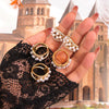 Wholesale 316L Stainless Steel Gold Plated Geometric Beads Inlaid Ring