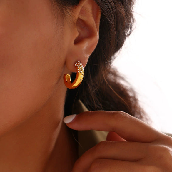 Wholesale Titanium Steel Gold Plated Geometric Cshaped Earrings For Women