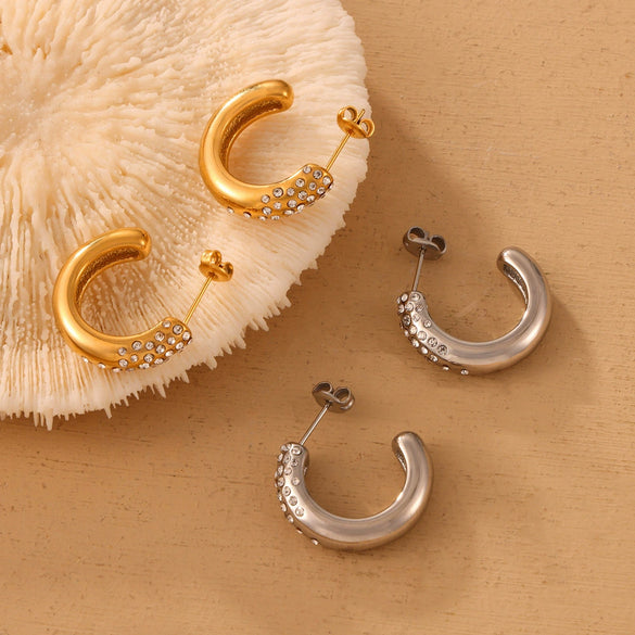 Wholesale Titanium Steel Gold Plated Geometric Cshaped Earrings For Women