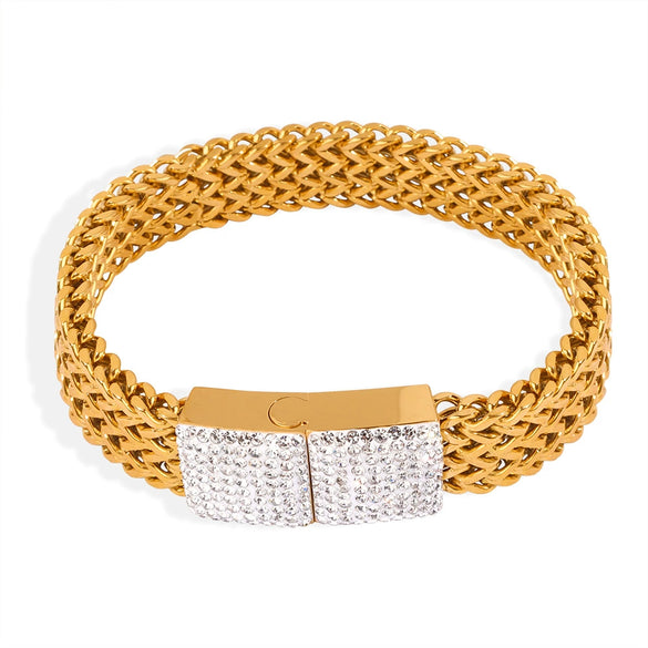 Wholesale 316L Stainless Steel Gold Plated Geometric Diamond Watch Chain Jewelry Unisex