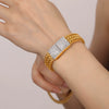 Wholesale 316L Stainless Steel Gold Plated Geometric Diamond Watch Chain Jewelry Unisex