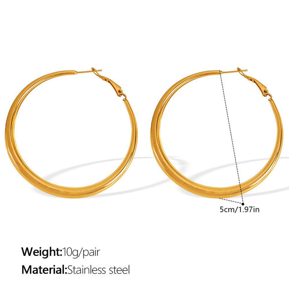 Wholesale 316L Stainless Steel Gold Plated Geometric Hollow Big Circle Earrings For Women