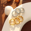 Wholesale 316L Stainless Steel Gold Plated Geometric Hollow Ring For Unisex Electroplated Style