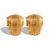 Wholesale 316L Stainless Steel Gold Plated Geometric Irregular Vertical Stripe Pattern Earrings Niche Design