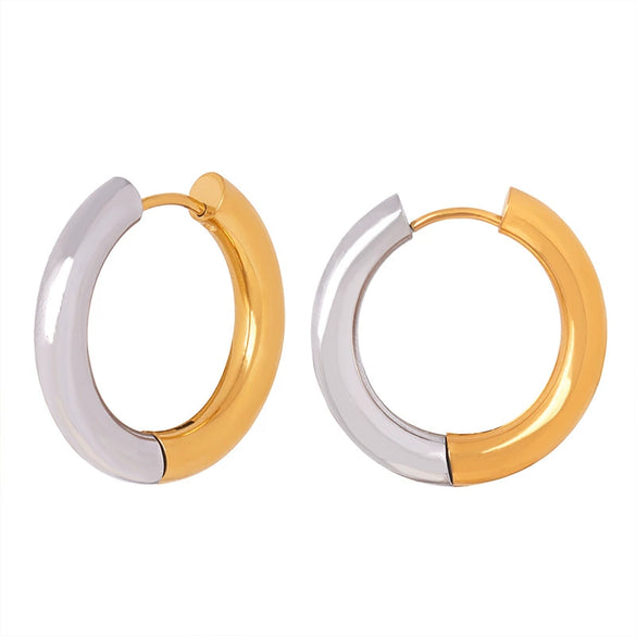 Wholesale 316L Stainless Steel Gold Plated Geometric Niche Style Circle Earrings For Women