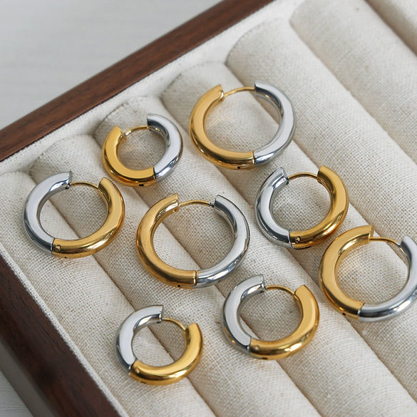 Wholesale 316L Stainless Steel Gold Plated Geometric Niche Style Circle Earrings For Women
