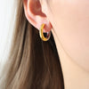Wholesale 316L Stainless Steel Gold Plated Geometric Niche Style Circle Earrings For Women