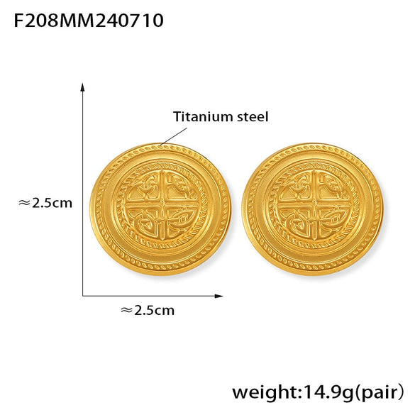 Wholesale 316L Stainless Steel Gold Plated Geometric Pattern Earrings For Women With Simple Personality Style