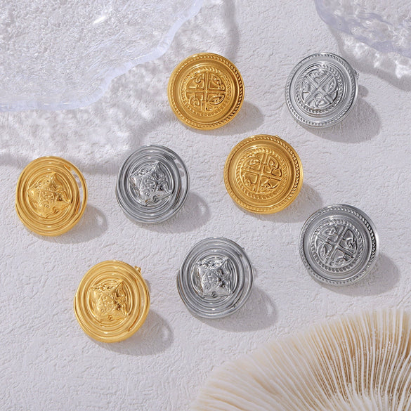 Wholesale 316L Stainless Steel Gold Plated Geometric Pattern Earrings For Women With Simple Personality Style