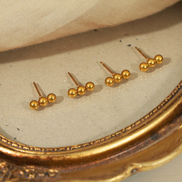 Wholesale 316L Stainless Steel Gold Plated Geometric Round Steel Ball Earrings For Women