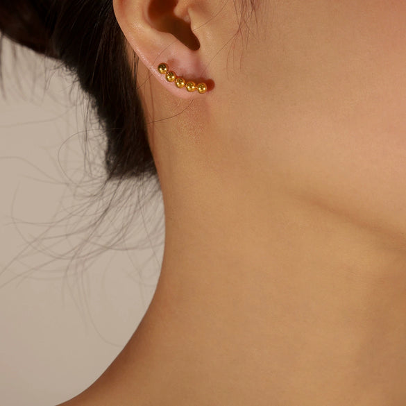 Wholesale 316L Stainless Steel Gold Plated Geometric Round Steel Ball Earrings For Women