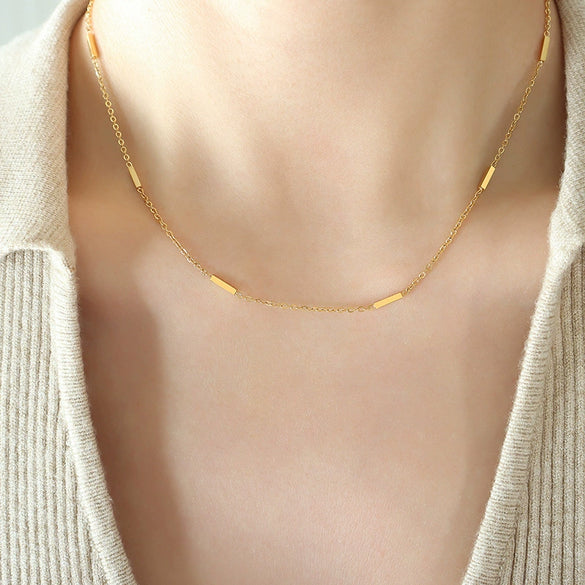 Wholesale 316L Stainless Steel Gold Plated Geometric Style Stitching Necklace For Women
