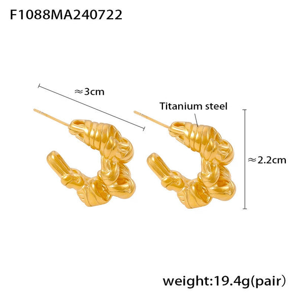 Wholesale 316L Stainless Steel Gold Plated Geometric U Shaped Twist Winding Earrings