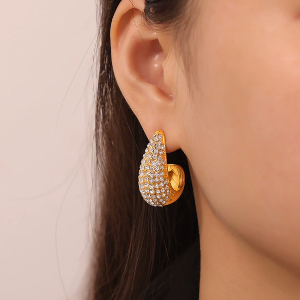 Wholesale 316L Stainless Steel Gold Plated Geometric Water Drop Shape Earrings For Women