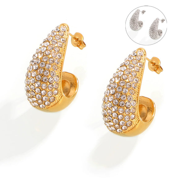 Wholesale 316L Stainless Steel Gold Plated Geometric Water Drop Shape Earrings For Women