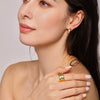 Wholesale 316L Stainless Steel Gold Plated Geometric Wide Face Ring For Women Jewelry
