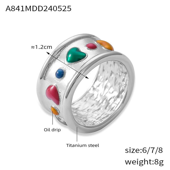 Wholesale 316L Stainless Steel Gold Plated Geometric Wide Face Ring For Women Jewelry