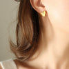 Wholesale Titanium Steel Gold Plated Heart Shaped Earrings With Love Diamond For Women Niche Design