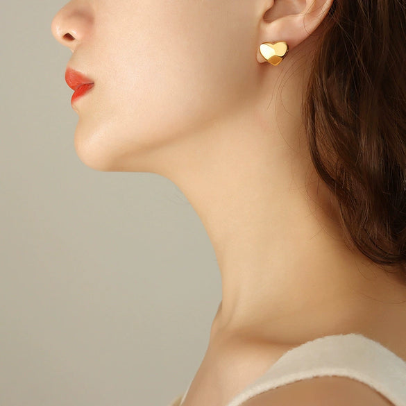 Wholesale Titanium Steel Gold Plated Heart Shaped Earrings With Love Diamond For Women Niche Design