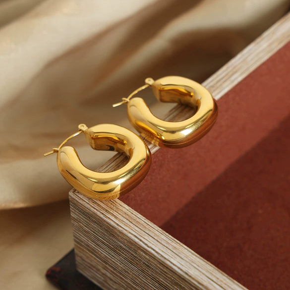 Wholesale 316L Stainless Steel Gold Plated U Shaped Geometric Earrings For Women Simple Fashion Jewelry