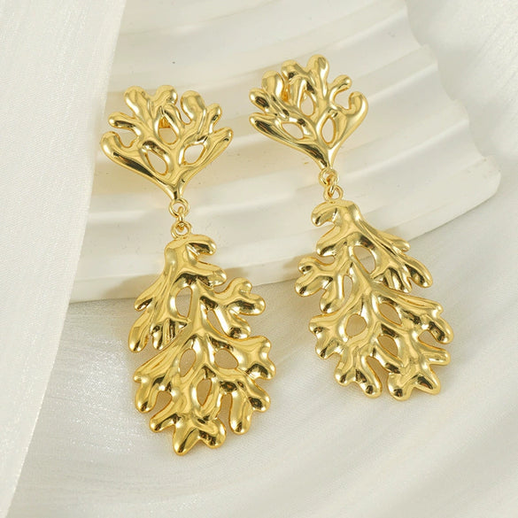 Wholesale Titanium Steel Golden Earrings High Sense Geometric Design Electroplated For Women