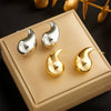 Wholesale Titanium Steel Golden Water Drop Earrings With Geometric Pattern Niche Design Electroplating Treatment For Women