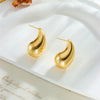 Wholesale Titanium Steel Golden Water Drop Earrings With Geometric Pattern Niche Design Electroplating Treatment For Women