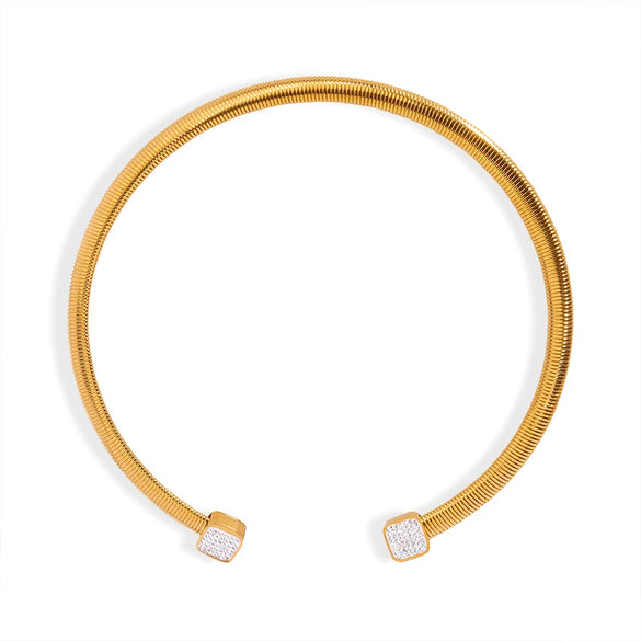 Wholesale 316L Stainless Steel Goldplated Bladeshaped Geometric Collar Jewelry Fashion Design