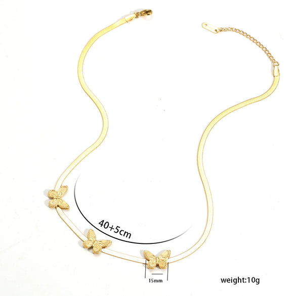 Wholesale Titanium Steel Goldplated Butterfly Snake Bone Chain Necklace With Electroplating Treatment For Women Natural Style