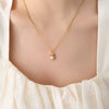 Wholesale 316L Stainless Steel Goldplated Cuban Chain Necklace With Geometric Specialshaped Pendant And Natural Freshwater Pearl Inlaid
