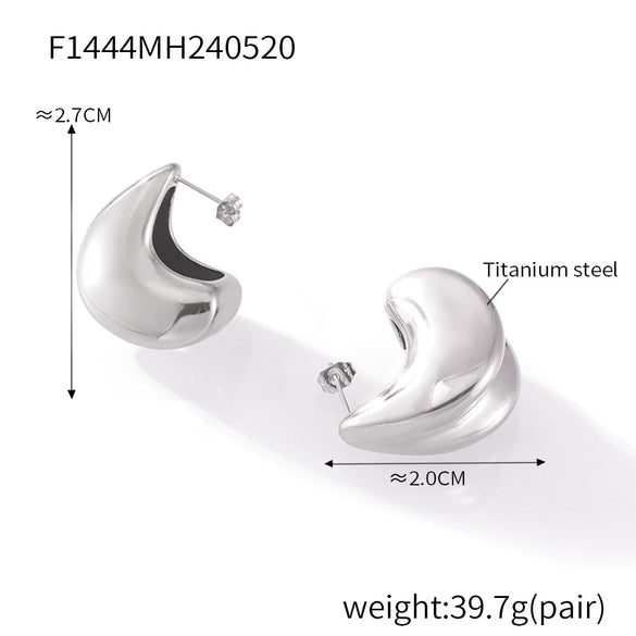Wholesale 316L Stainless Steel Goldplated Doublelayer Dropshaped Geometric Stitching Earrings For Women
