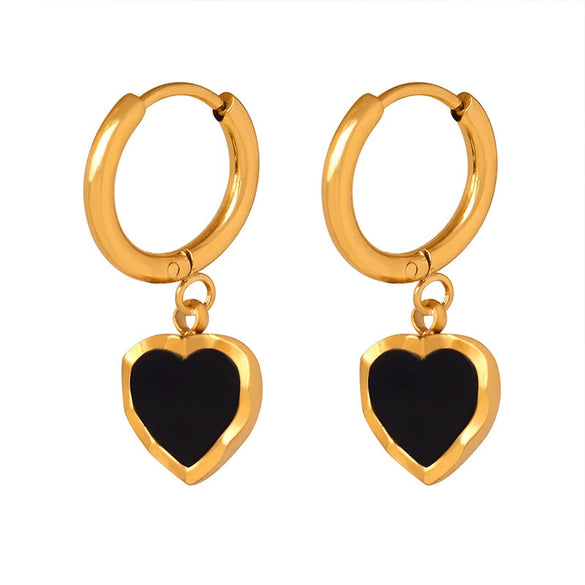 Wholesale 316L Stainless Steel Goldplated Dripping Oil Peach Heart Earrings For Women Fashion Light Luxury Style