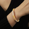 Wholesale 316L Stainless Steel Goldplated Enamel Glaze Open Bracelet Jewelry Retro Geometric Dripping Oil Style