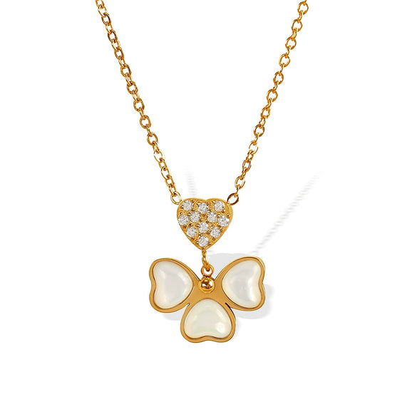 Wholesale 316L Stainless Steel Goldplated Fashion Love Fourleaf Clover Pendant Necklace For Women