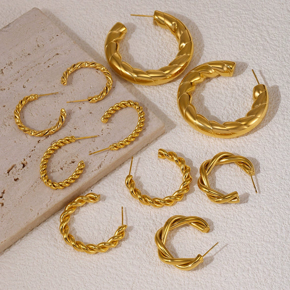 Wholesale 316L Stainless Steel Goldplated Geometric Cshaped And Ushape Earrings For Women